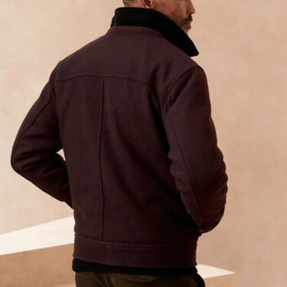 Banana Republic Wool Blend Short Jacket size M Burgundy - Picture 5 of 6